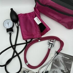 ADC Adscope 641 Sprague Stethoscope + Manual Blood Pressure Cuff Set – Pink
